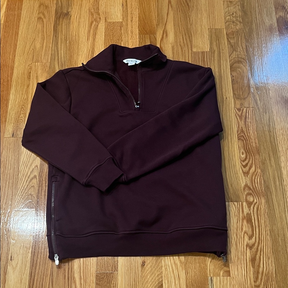 Athleta Women's Deep Maroon Zip-Up Sweater